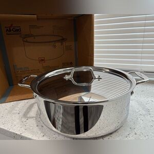 All-Clad 6 quart D3 stainless steel stockpot with lid w/ free All-Clad fork